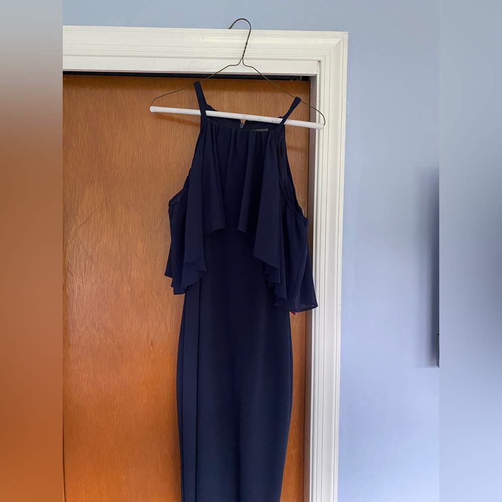 Vince camuto navy blue open short mid summer dress